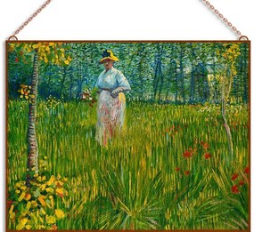 Vincent van Gogh - A Woman Walking in a Garden üvegkép, falikép