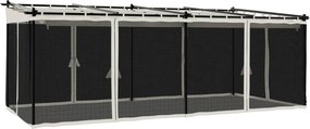 vidaXL krémszínű acél pavilon hálós oldalakkal 6 x 3 m