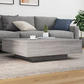 Szürke sonoma színű dohányzóasztal LED-lámpákkal 100x100x31 cm