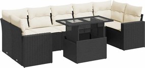 vidaXL 8 részes fekete polyrattan kerti ülőgarnitúra párnákkal