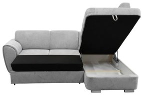 SERPA jobb oldali, kihúzható L-alakú sarokkanapé tárolóval, szürke