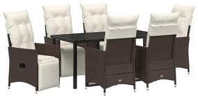 vidaXL Kert étkező szett párnával 7 pcs Barna polirattan