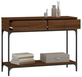 barna tölgyszínű szerelt fa tálalóasztal 100 x 34,5 x 75 cm