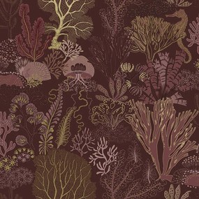 Holden Decor Wanderlust Nautilus arany-bordó kagylós vlies tapéta – 92080