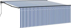 vidaXL Behúzható napellenző Kék és Fehér 400 × 300 cm