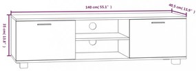 betonszürke szerelt fa TV-szekrény 140 x 40,5 x 35 cm