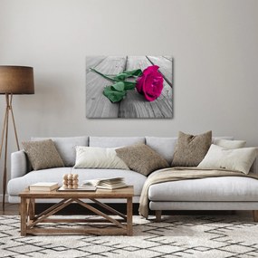 Kép - Rózsaszín rózsa zöld szárral (70x50 cm)