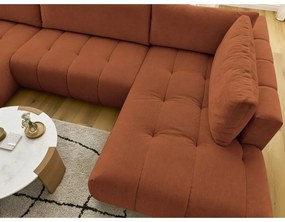 Téglavörös kinyitható-tárolóhelyes sarokkanapé (jobb oldali-U alakú) Fuji – Bobochic Paris