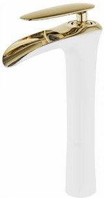 Mexen Lyra magasított mosdó csaptelep - fehér / arany (745310-25)