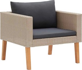 vidaXL egyszemélyes bézs polyrattan kerti kanapé párnákkal