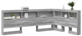 Tároló fejtámla polcokkal Szürke sonoma 120 cm Faanyag