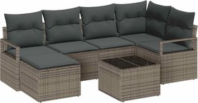vidaXL Kanapé Szett párnával tárolóval 7 pcs Világosszürke polirattan