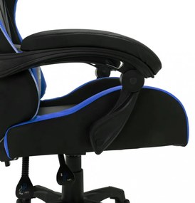kék és fekete műbőr versenyszék RGB LED-világítással