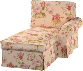 Ikea Ektorp jobbos sezlon huzat nagy virágok krémszínű háttérrel