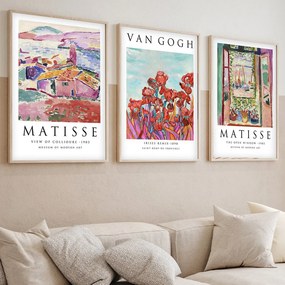 Huhu268 keretezett MDF falikép, 50 x 70 cm, 3 db-os szett