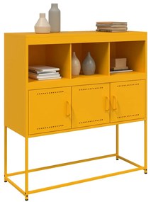mustársárga acél tálalószekrény 100,5 x 39 x 107 cm