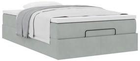világosszürke bársony ottomán ágy matraccal 120x190 cm