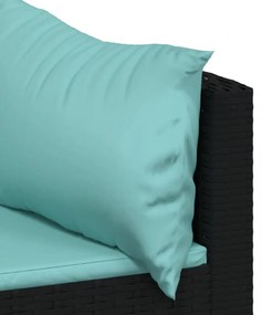 vidaXL 2 db fekete polyrattan kerti sarokkanapé párnákkal