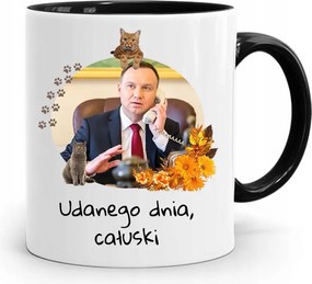 Andrzej Duda Elnök Fekete Bögre Ajándék fényképes nyomtatással