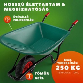 GREG talicska műanyag káddal, max. 100l/250kg, zöld/fekete Gardebruk