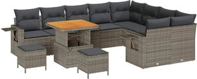 vidaXL Kerti Kanapé Szett 12 pcs Szürke polirattan