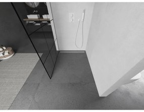 Mexen Kioto, Walk-In zuhany paraván 110 x 200 cm, 8mm üveg tiszta / fekete mintás, fehér profil, 800-110-101-20-77