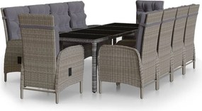 vidaXL 11 részes szürke polyrattan kerti étkezőgarnitúra