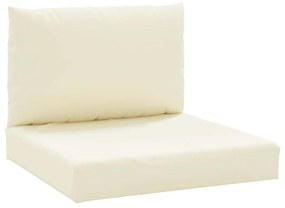 2 db krémfehér szövet raklapkanapé-párna