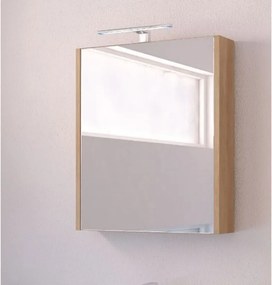 Piramida AKVA Tükrös fürdőszobai szekrény - LED világítással - FEHÉR-TÖLGY - 60 x 69 x 15 cm