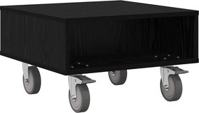 vidaXL Gördülékeny oldalasztal Fekete tölgy 50,5 x 50 x 30 cm Faanyag