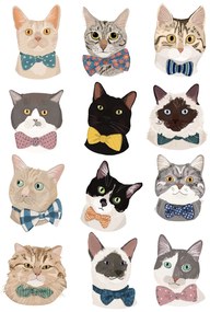 Illusztráció Cats In Bow Tie, Hanna Melin, (30 x 40 cm)
