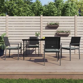 vidaXL 4 db fekete polyrattan kerti szék párnával 56x62,5x89 cm