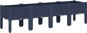 vidaXL kékszürke PP rácsos kerti ültetőláda 160 x 40 x 42 cm