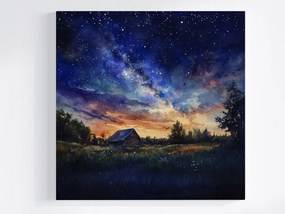 Vászonkép Canvas Kilátás Tájkép Falu Ég Csillagok 40x40