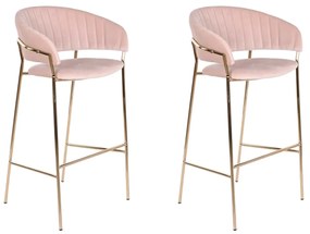 Modern arany színű bárszék rózsaszín ülőrésszel 2 db szett