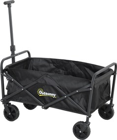 Outsunny Kerekes Tengerparti Kocsi, Összecsukható Kertkocsi, Állítható Tolókar, 2 Tárolótáskával, 120 kg Teherbírással, Minden Terepre Kiválóan Alkalm