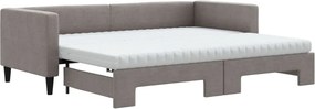 vidaXL tópszínű kihúzható szövet heverő matracokkal 80 x 200 cm