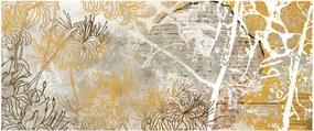 Kép - Vintage fal virágokkal (120x50 cm)