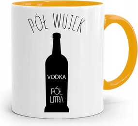 Sárga Bögre Ajándék Nagybácsinak Fél Bácsi Fél Liter fényképes nyomattal