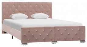 Rózsaszín bársony ágykeret 140 x 200 cm