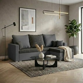 MADRIT ággyá alakítható sarokkanapé Sötétszürke/szürke