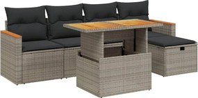 vidaXL 6 részes szürke polyrattan kerti ülőgarnitúra párnákkal