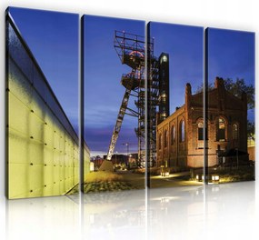 Vászonkép 120x80 Tájkép ipari éjszaka alkonyat építészet gyár bánya