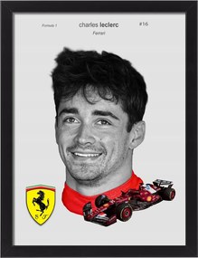 Charles Leclerc Ferrari F1 falikép keretben Formula 1 40x30 cm