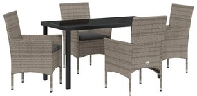 vidaXL Kert étkező szett párnával 5 pcs Szürke polirattan