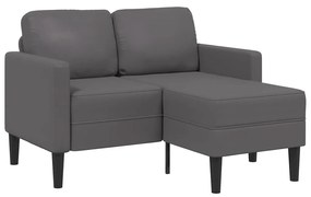 szürke műbőr 2 üléses kanapé L-alakú kanapéval 125 cm
