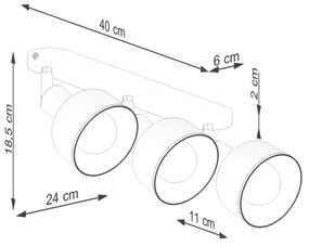 Sollux SL.1318 - Spotlámpa ELBA 3xE27/15W/230V fekete
