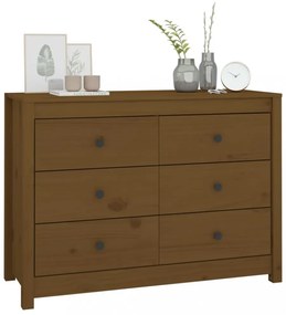 mézbarna tömör fenyőfa kisszekrény 100 x 40 x 72 cm