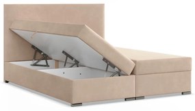 Agen ágy, bársony, 160 x 200, ágyneműtartóval, bézs