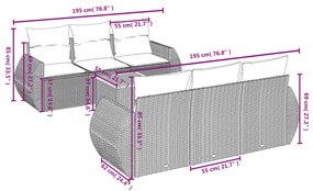 7 részes fekete polyrattan kerti ülőgarnitúra párnával